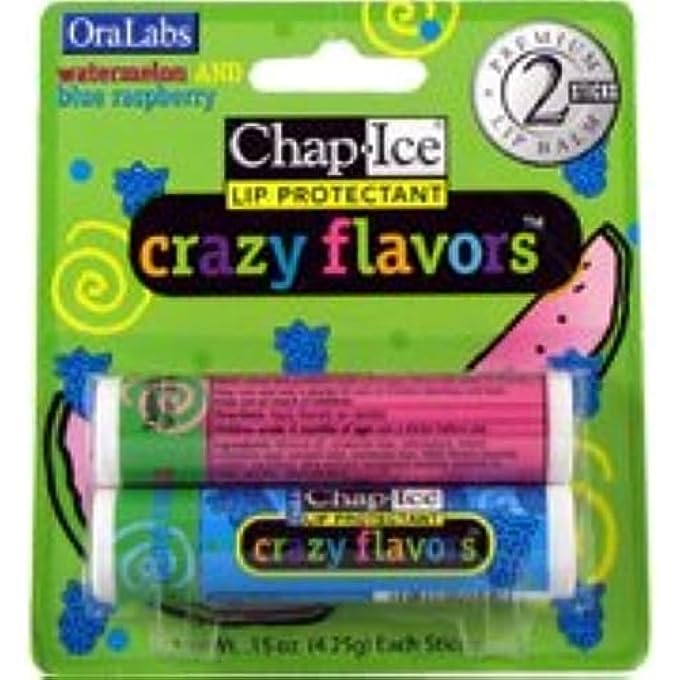 Chap Ice CHAPICE CRAZY FLAVORS LIP BALM WATERMELON AND BLUE RASPBERRY 2 STICKS - Image 1